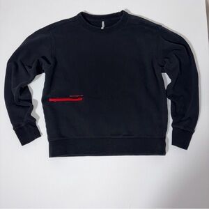 AHA Selected Black Crewneck sweatshirt red zip pocket “Don’t hurt me” mens mediu